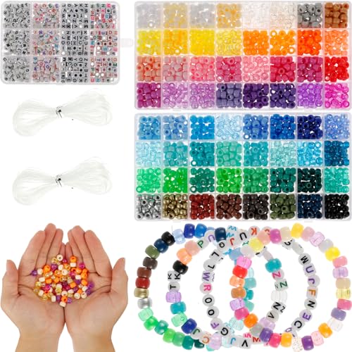 1975 Stück Perlen für Armbänder Kunststoff mit 375 Buchstabenperlen 2 Elastisches Band DIY Armbänder 64 Farben Pony Perlen Pony Beads für Handgefertigt Schmuckherstellung 1975 Stück Perlen für Armbänder Kunststoff mit 375 Buchstabenperlen 2 Elastisches Band DIY Armbänder 64 Farben Pony Perlen Pony Beads für Handgefertigt Schmuckherstellung von Fyeme