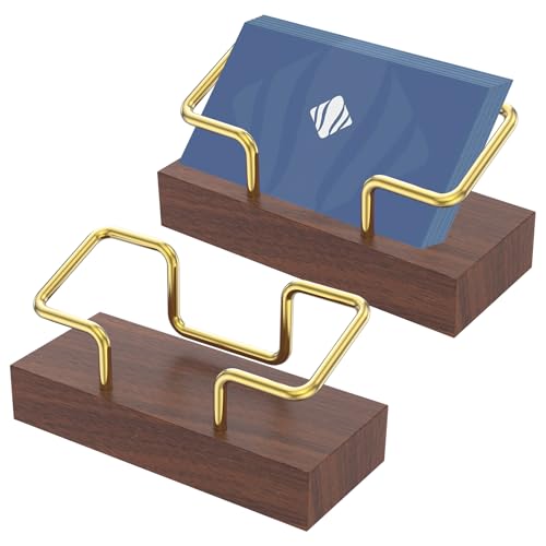 2 Stück Visitenkartenhalter 11×4.6×2cm Visitenkartenständer Natürliches Walnussholz Visitenkarten Halter für Büros Ausstellungen Hotelrezeptionen Empfänge Geschäftsverhandlungen von Fyeme