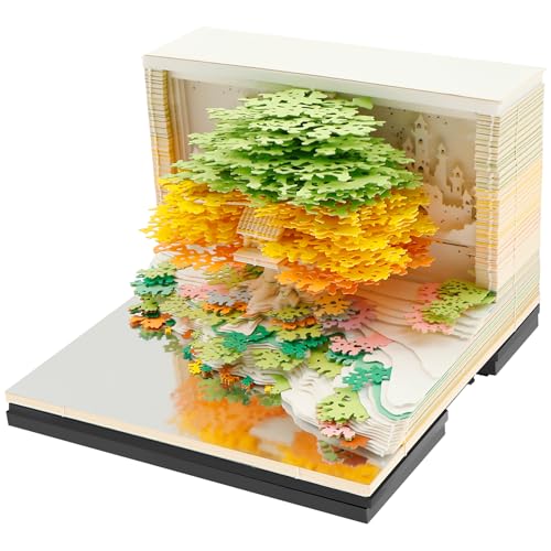 3d Kalender 2026 3d Kalender Abreißen mit Led Licht Kreative Papierskulptur Wunderschön Desktop Dekoration 3d notizblock für Notizblock DIY Papierskulpturen Weihnachten Geschenke (Grün) von Fyeme