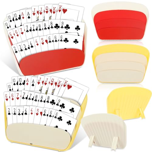 6 Stück Kartenhalter Kinder 18×12×1cm Spielkartenhalter 3 Lagen Kann Stehen Große Kapazität Kartenhalter Spielkarten Ohne Hände für Kleine Hände Kinder Senioren Erwachsene von Fyeme