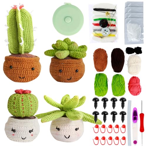 Fyeme Crochet Häkelset Häkelset Kaktus 4 Stück Häkelset für Anfänger Anfänger-Häkel-Starter-Kit mit Häkelnadeln Garn Anleitung und Video Kreativ Basteln Stricken Häckeln Set für Erwachsene Kinder Fyeme Crochet Häkelset Häkelset Kaktus 4 Stück Häkelset für Anfänger Anfänger-Häkel-Starter-Kit mit Häkelnadeln Garn Anleitung und Video Kreativ Basteln Stricken Häckeln Set für Erwachsene Kinder von Fyeme