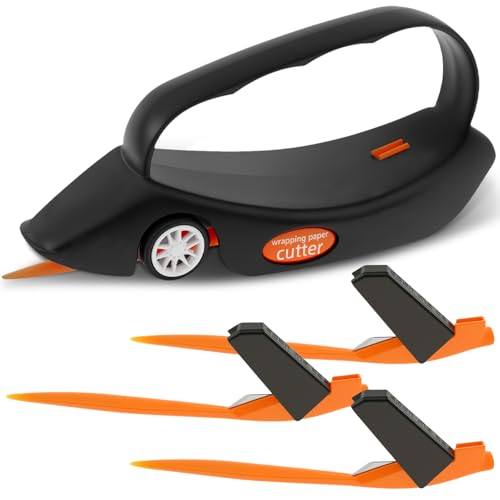 Geschenkpapier Schneider 5x6,6x16cm Geschenkpapierschneider mit 3 Austauschbar Klinge Rolle Leicht Schneiden Geschenkpapier Cutter für Weihnachten Feiertage Feiern von Fyeme