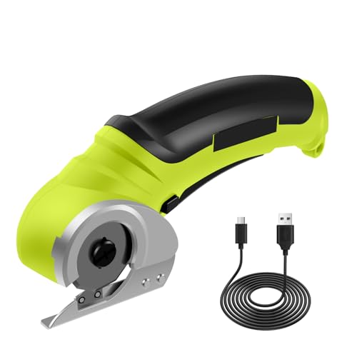 Kartonschneider Elektrisch 23×10×5cm Elektrische Schere USB Aufladung 2000mah Drehbar Pappe Schneiden Gerät zum Schneiden von Stoff Gewebe Leder Teppich Kunststoff Pappe (Grün) von Fyeme