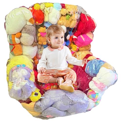 Kuscheltier Aufbewahrung 90x60x80cm Wasserdicht Transparenter Sitzsack Bezug Große Kapazität Leicht Befüllen Aufbewahrung Kuscheltiere für Puppen Handtücher Kissen Decken Kleidung von Fyeme