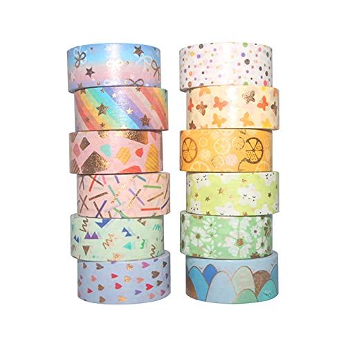 Fyfjur 12 Rollen Washi Tape Set, Klebeband Bunt Basteln Kinder, dekoratives Masking Washi-Tape für Scrapbooking, Farbcodieren Kartons, Beschreibbare Regenbogen Farbig Deko Klebeband Klebestreifen Fyfjur 12 Rollen Washi Tape Set, Klebeband Bunt Basteln Kinder, dekoratives Masking Washi-Tape für Scrapbooking, Farbcodieren Kartons, Beschreibbare Regenbogen Farbig Deko Klebeband Klebestreifen von Fyfjur