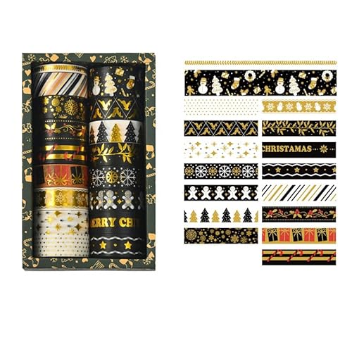 Fyfjur 17 Rollen Washi Tape Weihnachten, Washi Tape Set Selbstklebendes, Klebeband Bunt für DIY Weihnachten Handwerk, Scrapbooking, Geschenkverpackung (5mm/15mm/20mm) von Fyfjur