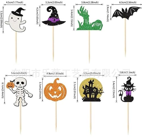 Fyfjur 25 Stück Halloween Kuchen Deko, Happy Halloween Tortendeko, Backen Cupcake Muffin Deko für Party Dekoration Zubehör von Fyfjur