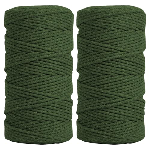 Fyfjur Makramee Garn 4mm, 2 Rollen Grün Cotton Macrame Cord, Makramee Schnur, Baumwollschnur, Paketschnur für Wandbehang, Traumfänger, DIY Basteln, Wandteppichen, Hängepflanze Pflanze Aufhänger, 200m Fyfjur Makramee Garn 4mm, 2 Rollen Grün Cotton Macrame Cord, Makramee Schnur, Baumwollschnur, Paketschnur für Wandbehang, Traumfänger, DIY Basteln, Wandteppichen, Hängepflanze Pflanze Aufhänger, 200m von Fyfjur