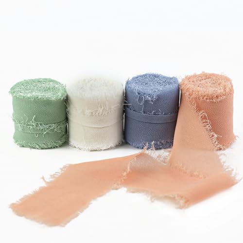 Fyfjur Schleifenband 4 cm X 20 M, Geschenkband Satinband Stoffband Dekoration, Chiffonband Hochzeit Dekoband für BrautsträUße, Geschenkverpackung, Hochzeitseinladungen, DIY-Kunsthandwerk von Fyfjur