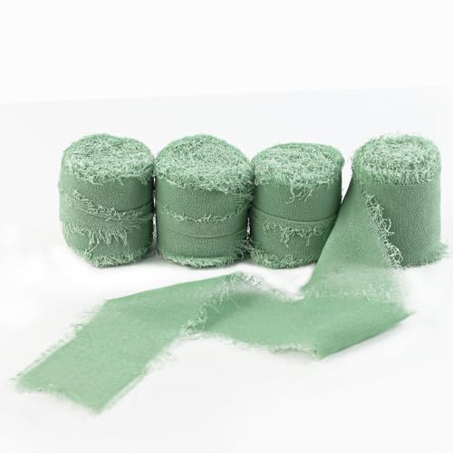 Fyfjur Schleifenband Grün 4 cm X 20 M, Geschenkband Satinband Stoffband Dekoration, Chiffonband Hochzeit Dekoband für BrautsträUße, Geschenkverpackung, Hochzeitseinladungen, DIY-Kunsthandwerk von Fyfjur
