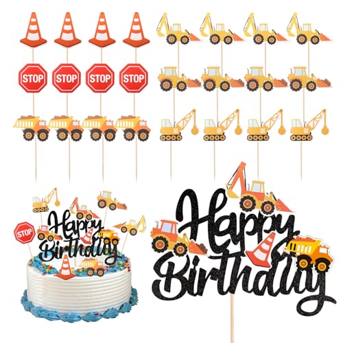 Fyfjur Straßenschild Baufahrzeug Tortendeko Geburtstag, 25 Stück Geburtstagsdeko Cupcake Muffin Deko, Bagger Deko Kindergeburtstag, Happy Birthday Tortendeko für Party Dekoration Zubehör Fyfjur Straßenschild Baufahrzeug Tortendeko Geburtstag, 25 Stück Geburtstagsdeko Cupcake Muffin Deko, Bagger Deko Kindergeburtstag, Happy Birthday Tortendeko für Party Dekoration Zubehör von Fyfjur