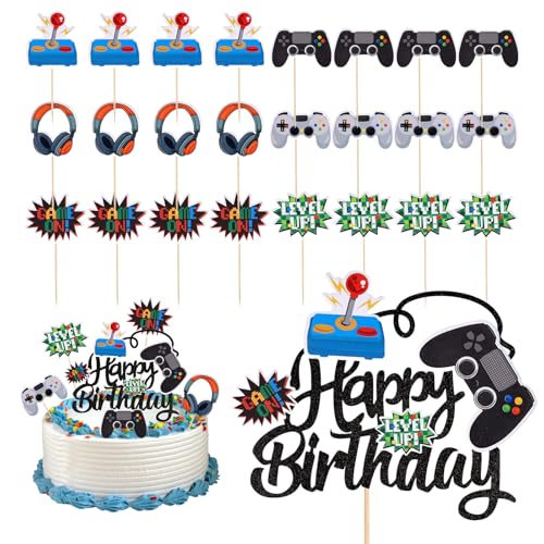 Fyfjur Videospiel Tortendeko Geburtstag, 25 Stück Geburtstagsdeko Gaming, Cupcake Muffin Deko, Spielkonsolen Thema Happy Birthday Tortendeko für Geburtstag Videospiel Party Fyfjur Videospiel Tortendeko Geburtstag, 25 Stück Geburtstagsdeko Gaming, Cupcake Muffin Deko, Spielkonsolen Thema Happy Birthday Tortendeko für Geburtstag Videospiel Party von Fyfjur