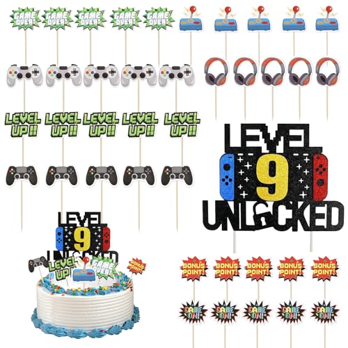 Fyfjur Videospiel Tortendeko Geburtstag, 41 Stück Geburtstagsdeko Gaming, Cupcake Muffin Deko, Spielkonsolen Thema Happy Birthday Tortendeko für Geburtstag Videospiel Party Fyfjur Videospiel Tortendeko Geburtstag, 41 Stück Geburtstagsdeko Gaming, Cupcake Muffin Deko, Spielkonsolen Thema Happy Birthday Tortendeko für Geburtstag Videospiel Party von Fyfjur