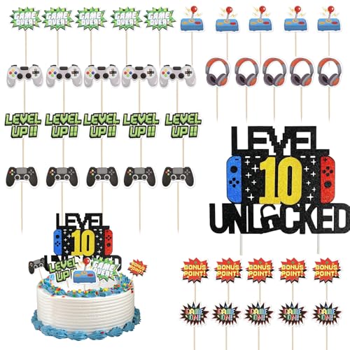 Fyfjur Videospiel Tortendeko Geburtstag, 41 Stück Geburtstagsdeko Gaming, Cupcake Muffin Deko, Spielkonsolen Thema Happy Birthday Tortendeko für Geburtstag Videospiel Party Fyfjur Videospiel Tortendeko Geburtstag, 41 Stück Geburtstagsdeko Gaming, Cupcake Muffin Deko, Spielkonsolen Thema Happy Birthday Tortendeko für Geburtstag Videospiel Party von Fyfjur