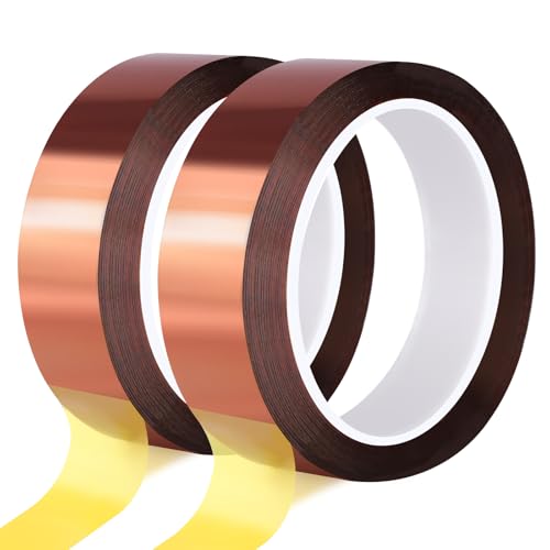 Fyguard 2 Rollen Kapton Tape, 20mm x 25m Hitzebeständiges Klebeband Hohen Temperaturen Klebeband Isolierband Wärmeband für Sublimation Elektronik Leiterplatten von Fyguard