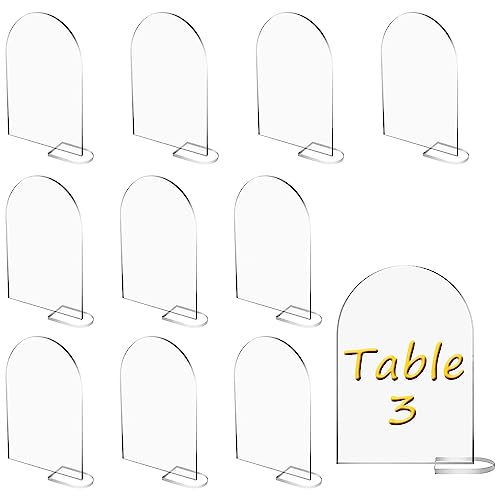 Fyihoxi 10 Stück Transparentes Bogen-Acrylschild mit 10 Ständer Acryl Clear Arch Tischkarte Acryl-Tischnummernhalter DIY Acryl-Tischschilder für Hochzeiten,Party,Meetings,Büro,Restaurants,Bar von Fyihoxi