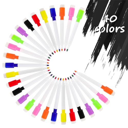 Fyihoxi 40 Stück Whiteboard Marker Set, Bunt Folienstift Abwischbar, Whiteboard Stifte mit Schwamm Magnetisch, Kreidestifte für Fenster für Zuhause Schule Büro, Runde Spitze 1-2 mm Fyihoxi 40 Stück Whiteboard Marker Set, Bunt Folienstift Abwischbar, Whiteboard Stifte mit Schwamm Magnetisch, Kreidestifte für Fenster für Zuhause Schule Büro, Runde Spitze 1-2 mm von Fyihoxi