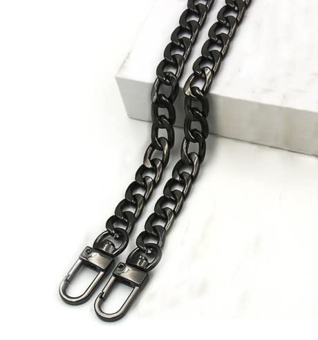 Fymlok Taschenkette,Taschen Kette 1 stücke stahlbeutelketten 9mm DIY. Abnehmbare Ersatz Geldbörse, Taschengürtel Riemen Riemen for Handtaschen Griff Zubehör Schulter Crossbody(Gun Black,120) von Fymlok