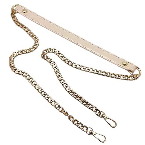Fymlok Taschenkette,Taschen Kette 120cm Bag Kette Ersatzmetall Pu. Ledertasche Riemen for DIY. Handtasche behandelt Schultergurte Zubehör Beutelgriffe(White) von Fymlok