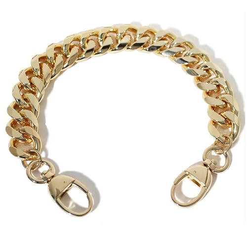 Fymlok Taschenkette,Taschen Kette 19mm Dicke Aluminiumkette 20/30 / 40 cm Gold Silber Farbe Licht Gewicht Umhängetasche Strap DIY. Handtasche behandelt Tasche Teile Zubehör(Gold,20cm) von Fymlok