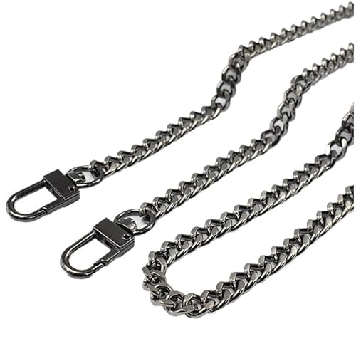 Fymlok Taschenkette,Taschen Kette 2 STK Ketten 7,5mm Ersatz Abnehmbare Kette Schultertasche Gurt for Handtasche(Black,30cm) von Fymlok