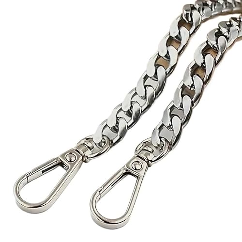 Fymlok Taschenkette,Taschen Kette 2 STÜCKE 120 cm Metall Aluminium Tasche Kette Ersatzteile Zubehör for Schulter Handtasche DIY Abnehmbare Träger(Silver) von Fymlok