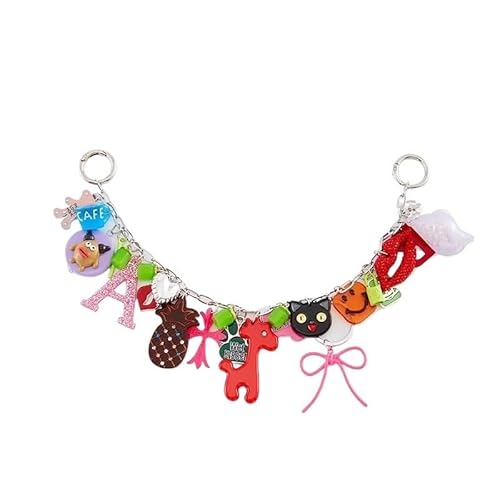 Fymlok Taschenkette,Taschen Kette Charms Schlüsselanhänger Taschenanhänger Ästhetischer Vintage Bunter Schlüsselanhänger Taschenanhänger Modeaccessoires Schmuck(8) von Fymlok