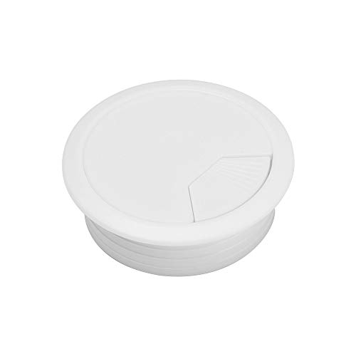 Kabeldurchlass,Kabeldurchführungen 2 STÜCKE Desktop Kabellochabdeckung 60/80mm Büro Schreibtisch Basis Kabelverschraubung Outlet Kabelanschluss Rack Organizer Möbelbeschlag Schnalle Linie(WHITE,60mm) von Fymlok