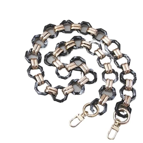 Taschenkette,Taschen Kette 40/80 cm Frau Handtasche Kette schwarz Massivfarbe Acryl Metallbeutel Kette Tasche Strap mit Goldener Schnalle Frauen Umhängetasche Strap(Black,80cm) von Fymlok