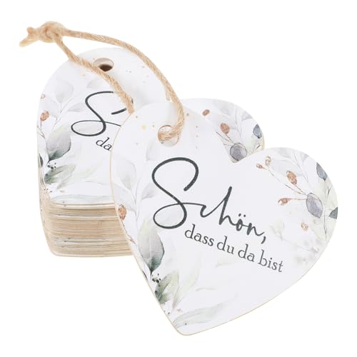 50 Stück Geschenkanhänger Hochzeit dass du da bist Geschenkanhänger 5cm Eukalyptus In Herzform Etiketten Party Geschenke Deko für Kommunion Hochzeit Geburtstag mit 10m Jute Schnur von Fyntave