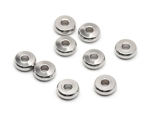 100 Stück 4 mm flache runde Abstandshalter-Perlen für Schmuckherstellung, Armband, Halskette, DIY, Handwerk, Silber 100 Stück 4 mm flache runde Abstandshalter-Perlen für Schmuckherstellung, Armband, Halskette, DIY, Handwerk, Silber von Fyrcomft