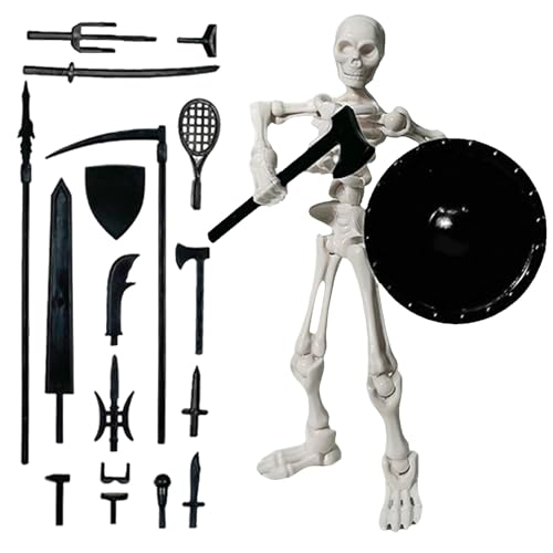 Fyrdyn Bewegliches Skelett Spielzeug,Bewegliche Gliederpuppe Für Halloween - Knochenmodell Dekofigur Tischdekoration Für Outdoor Innenbereich Ausstellungsstück Sammlerobjekt von Fyrdyn