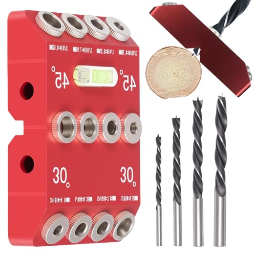 Fyrdyn Bohrschablone Für Gerade Löcher | Bohrschablone Für 30 45 90 Grad,Präzisions Ausrichtung Für Bohrmaschinen Zimmerei Möbel Geländer von Fyrdyn