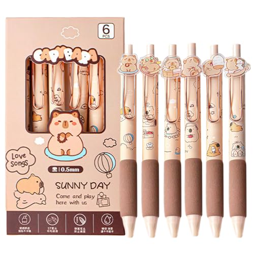Fyrdyn Capybara Kugelschreiber | 6 Stück Niedliche Tintenstifte | Ästhetische 0,5mm Cartoon Schreibgeräte Schnelltrocknend Für Kinder, Frauen, Jugendliche, Studenten, Lehrer & Schule Fyrdyn Capybara Kugelschreiber | 6 Stück Niedliche Tintenstifte | Ästhetische 0,5mm Cartoon Schreibgeräte Schnelltrocknend Für Kinder, Frauen, Jugendliche, Studenten, Lehrer & Schule von Fyrdyn