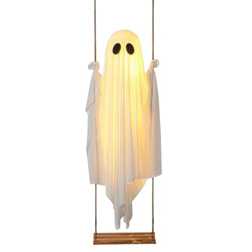 Fyrdyn Halloween Geisterschmuck,Gruseliger Geist Mit Deko-Lichtern | Halloween Dekoration Für Kamin Zuhause Hauseingang Garten Weg Spukhaus von Fyrdyn