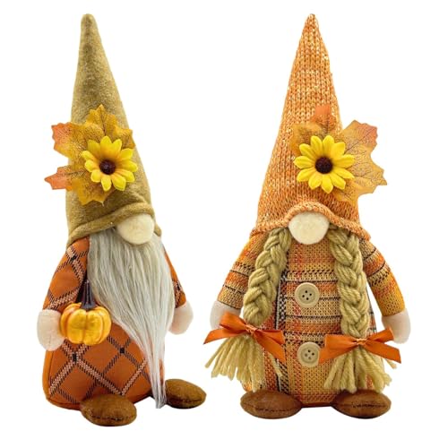 Fyrdyn Herbst Deko GNOME - Tischdekoration Ahornblätter Sonnenblumen GNOME Figur - Erntedankfest Deko für Etagere Schreibtisch Indoor Tischparty Kamin von Fyrdyn