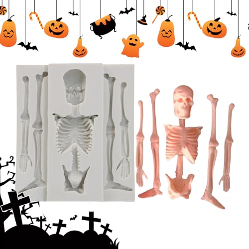 Fyrdyn Silikon-Schädelform, Totenkopf-Skelett-Silikonformen - Silikon-Kerzenmacher-Skelett-Küchen-Backform in Lebensmittelqualität,Kuchendekorationsformen, Epoxidharz-Gussformen, Aromatherapie-Formen von Fyrdyn
