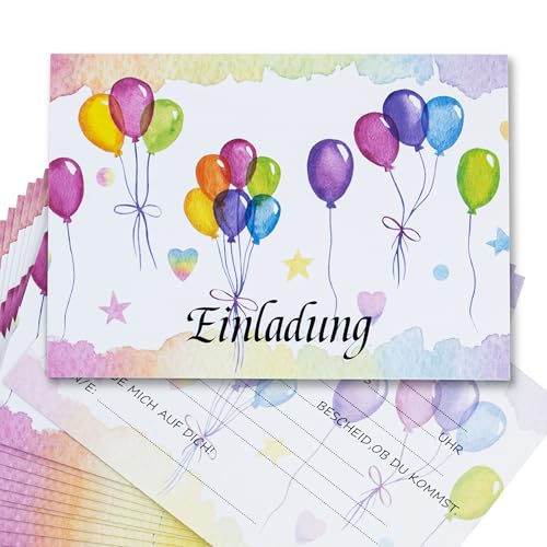 Fyshird 16x Einladungskarten Kindergeburtstag Mädchen Jungen A6 mit Ballon Vordruckfelder für Schule Party Taufe Konfirmation Kommunion Feiern Fyshird 16x Einladungskarten Kindergeburtstag Mädchen Jungen A6 mit Ballon Vordruckfelder für Schule Party Taufe Konfirmation Kommunion Feiern von Fyshird
