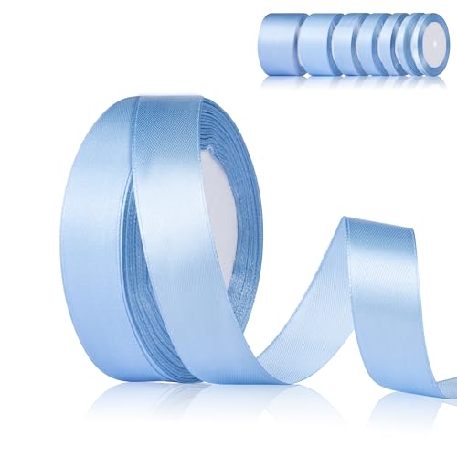 Fyshird Geschenkband Blau 20mm x 22m Schleifenband Hochzeit Satinband Hellblau Breit Polyester Bänder zum Basteln Dekoband für Geburtstag DIY Luftballons Geschenkverpackung von Fyshird