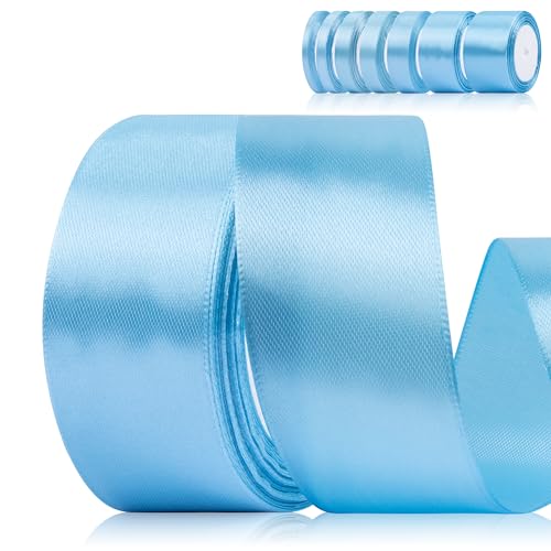 Fyshird Geschenkband Blau 40mm x 22m Schleifenband Hochzeit Satinband Himmelblau Breit Polyester Bänder zum Basteln Dekoband für Geburtstag DIY Luftballons Geschenkverpackung von Fyshird