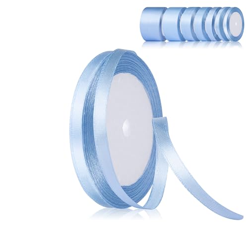 Fyshird Geschenkband Blau 6mm x 22m Schleifenband Hochzeit Satinband Hellblau Polyester Bänder zum Basteln Dekoband für Geburtstag DIY Luftballons Geschenkverpackung von Fyshird