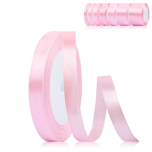 Fyshird Geschenkband Rosa 10mm x 22m Satinband Hellrosa Schleifenband Hochzeit Polyester Bänder zum Basteln Dekoband für Geburtstag DIY Geschenkverpackung Weihnachten von Fyshird