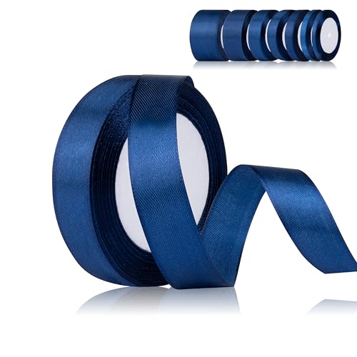 Fyshird Satinband Blau 20mm x 22m Geschenkband Breit DunkelBlau Schleifenband Hochzeit Polyester Marineblau Bänder zum Basteln Dekoband für Luftballons Geschenkverpackung Geburtstag DIY von Fyshird