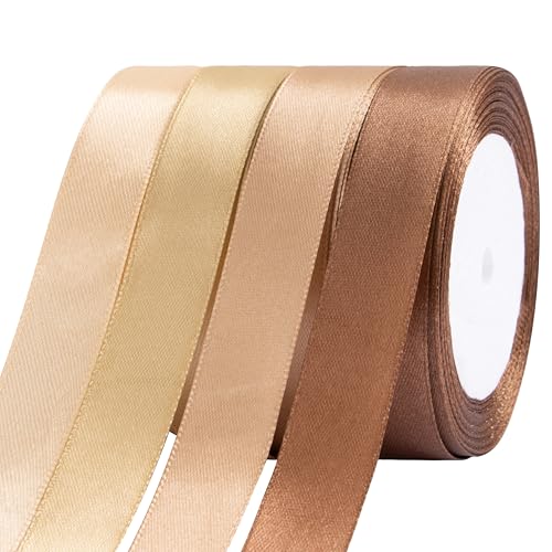 Fyshird Satinband Gold 20mm Geschenkband Breit Schleifenband Hochzeit Polyester Bänder zum Basteln Dekoband für Geburtstag DIY Geschenkverpackung Weihnachten (Gold Serie) von Fyshird