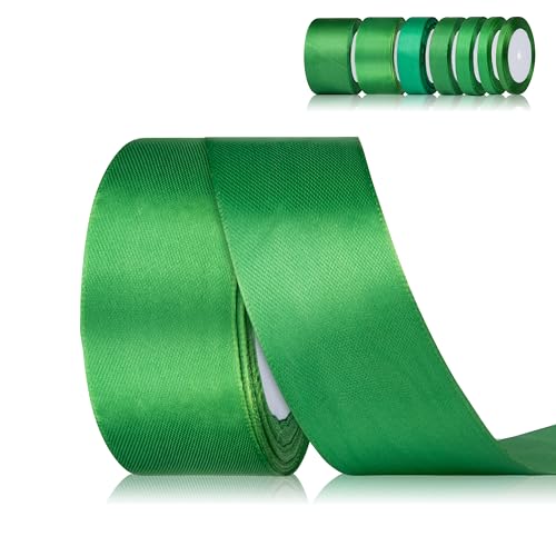 Fyshird Satinband Grün 40mm x 22m Geschenkband Breit Schleifenband Hochzeit Polyester Bänder zum Basteln Dekoband für Luftballons Geburtstag DIY von Fyshird