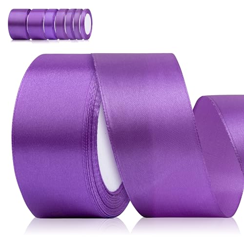 Fyshird Satinband Lila 40mm x 22m Geschenkband Breit Schleifenband Hochzeit Polyester Bänder zum Basteln Dekoband Lila für Geschenkverpackung Geburtstag DIY von Fyshird