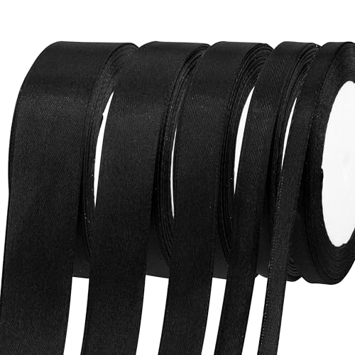 Fyshird Satinband Schwarz 25/20/15/10/6mm Geschenkband Breit Schleifenband Hochzeit Polyester Bänder zum Basteln Dekoband für Luftballons Geburtstag DIY Geschenkverpackung Weihnachten (22m/Rolle) Fyshird Satinband Schwarz 25/20/15/10/6mm Geschenkband Breit Schleifenband Hochzeit Polyester Bänder zum Basteln Dekoband für Luftballons Geburtstag DIY Geschenkverpackung Weihnachten (22m/Rolle) von Fyshird