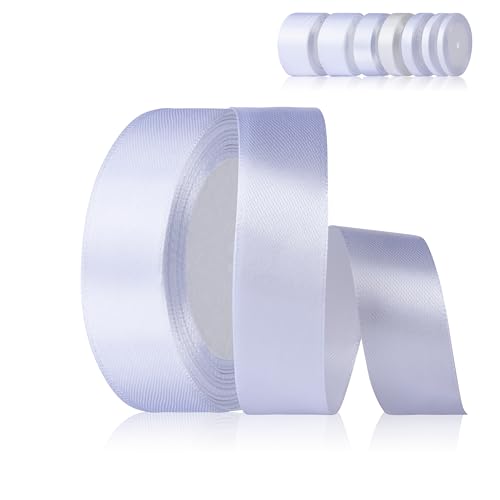 Fyshird Satinband Weiß 25mm x 22m Geschenkband Breit Schleifenband Hochzeit Polyester Bänder zum Basteln Dekoband Weiß für Luftballons Geschenkverpackung Geburtstag DIY von Fyshird