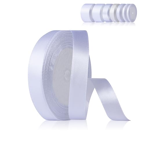 Fyshird SchleifenbandWeiß 15mm x 22m Geschenkband Hochzeit Satinband Polyester Bänder zum Basteln Dekoband Weiß für Luftballons Geschenkverpackung Geburtstag DIY von Fyshird