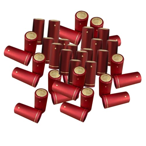 FytStycale 100 Stück PVC Flaschenverschlüsse mit Schrumpffolie, 3 Cm (1,18 Zoll) Flaschenverschlüsse, Rot von FytStycale